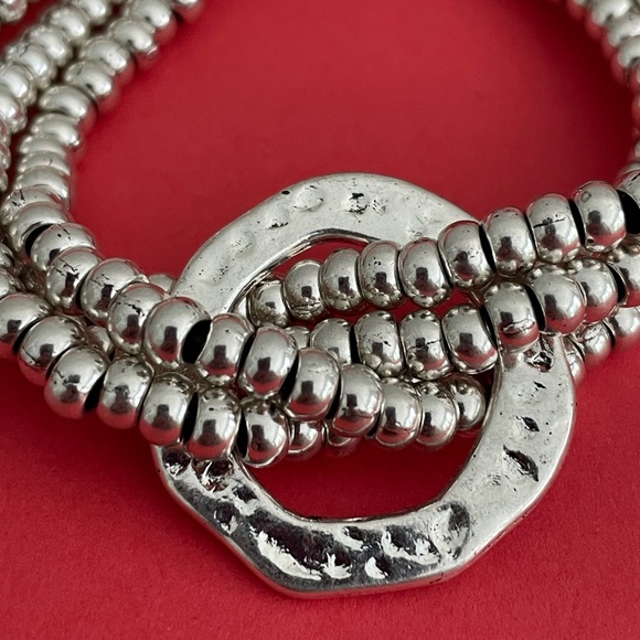 THE ORBIT • Boho bracelet • Silver plated beads and real leather - Picture 2 of 12